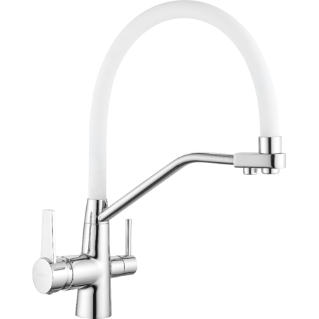 Mexen Duo kitchen faucet, chrome/white - 671701-02