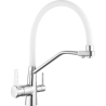 Mexen Duo kitchen faucet, chrome/white - 671701-02