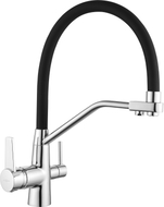 Mexen Duo kitchen faucet, chrome/black - 671701-07