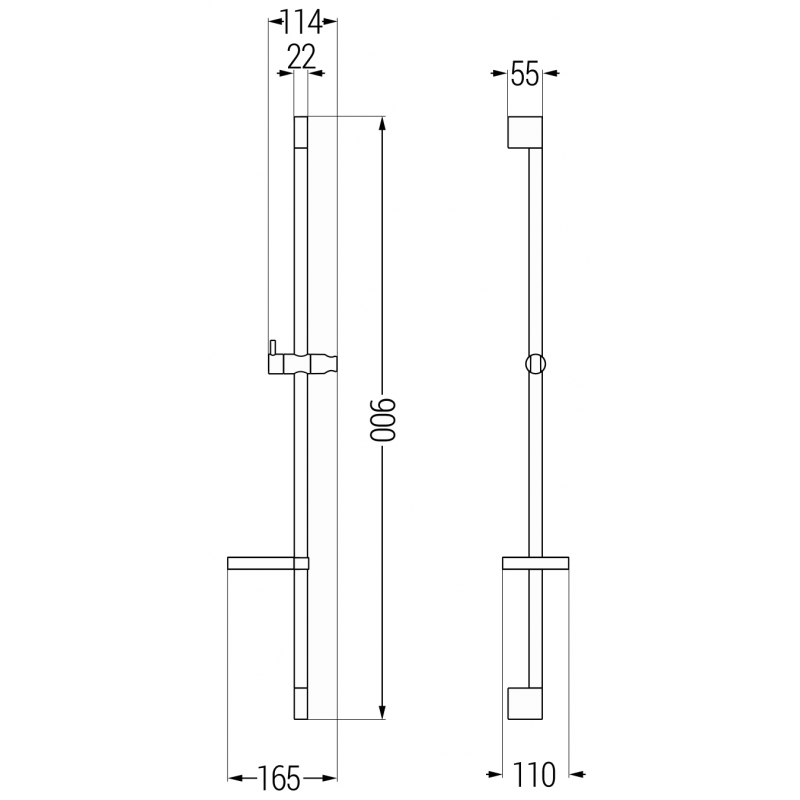 Mexen DS douchestang met zeepbakje 90 cm, zwart - 79383-70