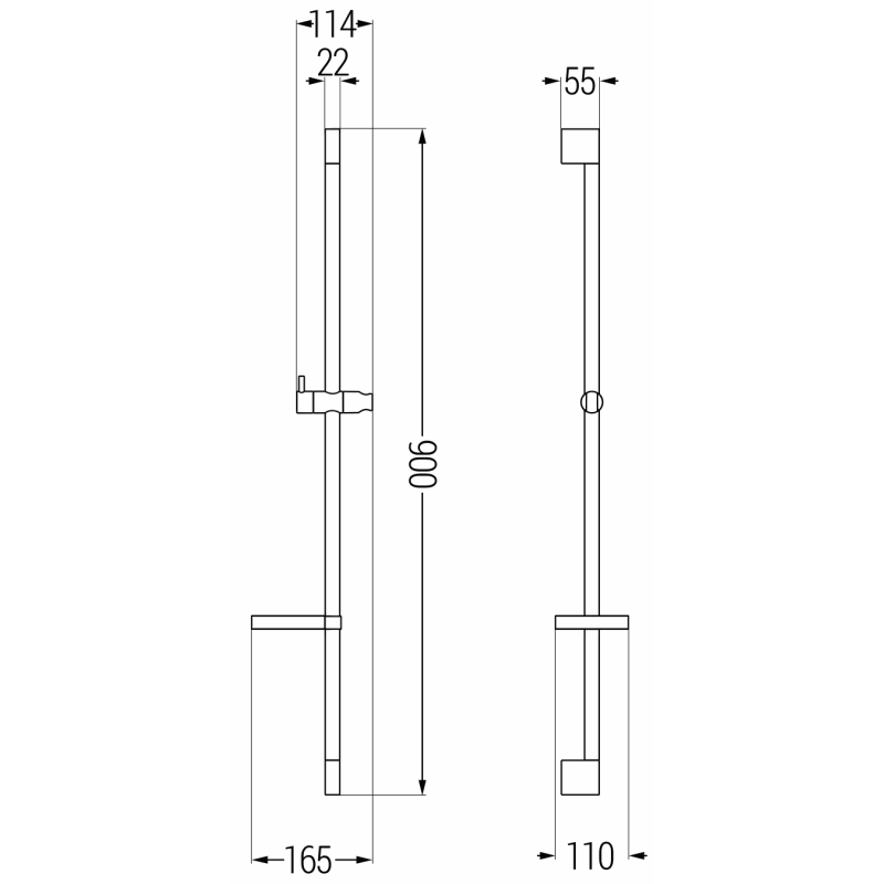 Mexen DS Duschstange mit Seifenschale 90 cm, schwarz - 79383-70