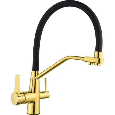 Mexen Duo grifo de cocina, dorado/negro - 671701-57