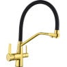 Mexen Duo grifo de cocina, dorado/negro - 671701-57
