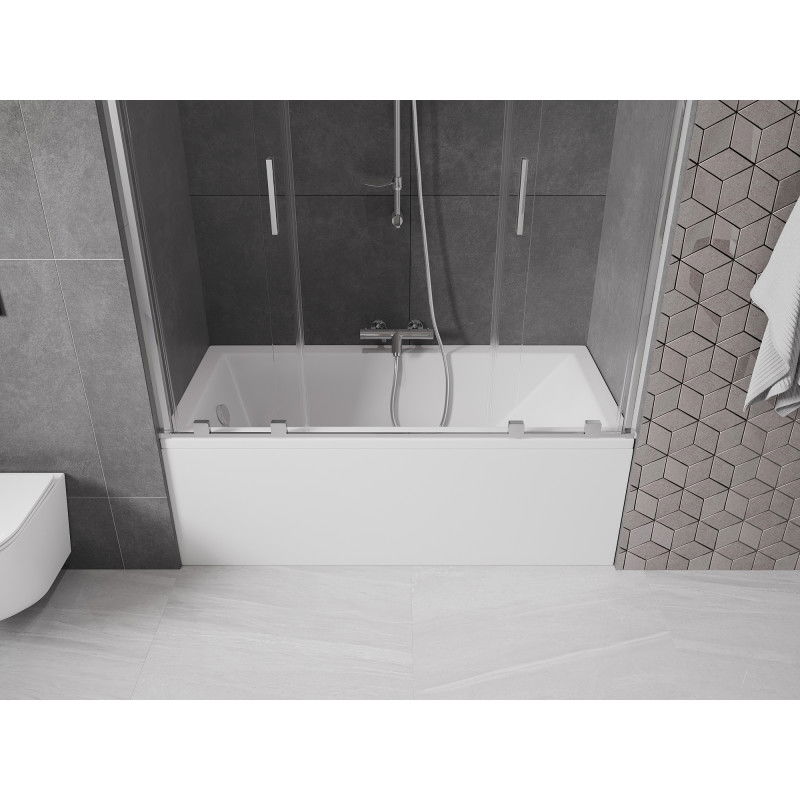 Mexen Velar Duo paravento da vasca da bagno a 2 ante scorrevoli 140 x 150 cm, trasparente, cromo - 896-140-000-02-01