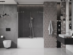 Mexen Velar Kahene liikuv vannisein, kahesuunaline, 140 x 150 cm, läbipaistev, kroom - 896-140-000-02-01