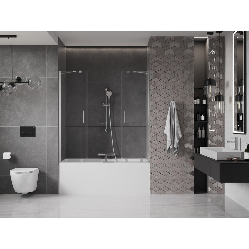 Mexen Velar Duo 2-Panel Sliding Bathtub Screen 150 x 150 cm, Transparent, Chrome - 896-150-000-02-01