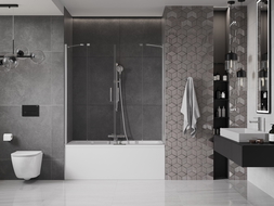 Mexen Velar Duo 2-teilige Badewannenfaltwand 160 x 150 cm, transparent, Chrom - 896-160-000-02-01