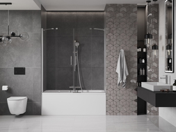 Mexen Velar Duo paravan za kadu s 2 krila, klizni, 160 x 150 cm, prozirni, krom - 896-160-000-02-01