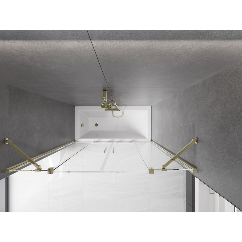 Mexen Velar Duo parawan nawannowy 2-skrzydłowy rozsuwany 140 x 150 cm, transparent, złoty - 896-140-000-02-50