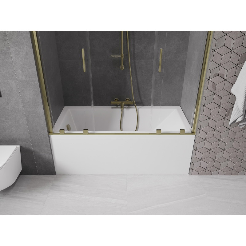 Mexen Velar Duo bathtub screen 2-panel sliding 150 x 150 cm, transparent, gold - 896-150-000-02-50