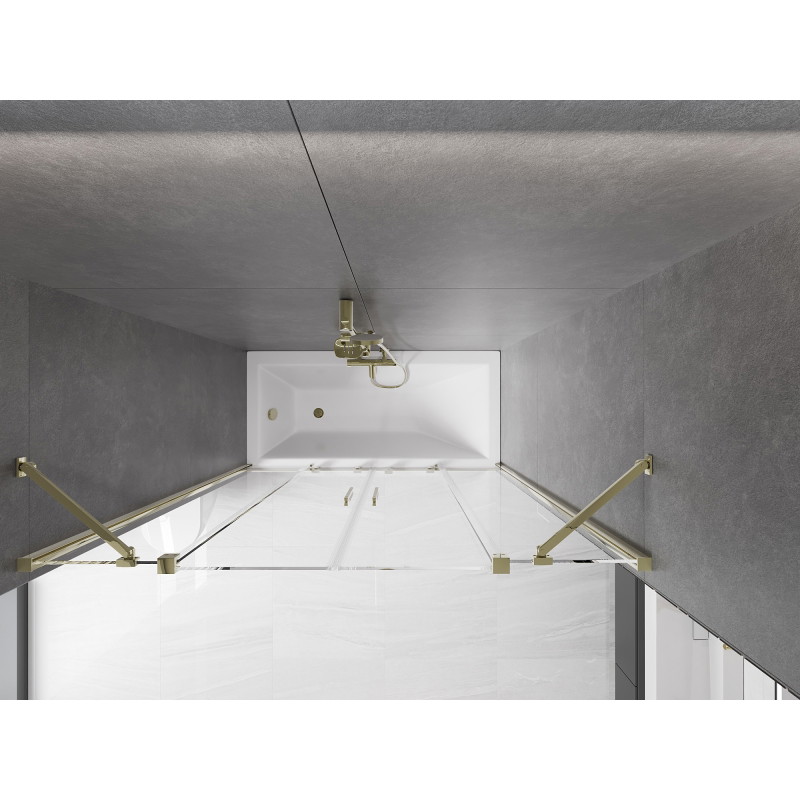 Mexen Velar Duo bathtub screen 2-panel sliding 150 x 150 cm, transparent, gold - 896-150-000-02-50