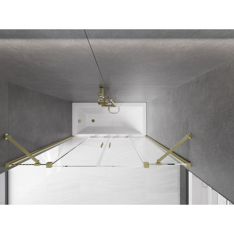 Mexen Velar Duo 2-Panel Sliding Bathtub Screen 150 x 150 cm, Transparent, Brushed Gold - 896-150-000-02-55