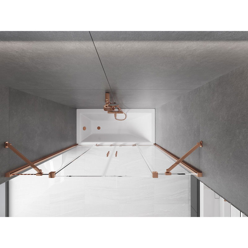 Mexen Velar Duo paratia per vasca da bagno a 2 ante scorrevoli 150 x 150 cm, trasparente, oro rosa - 896-150-000-02-60