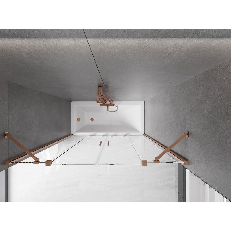 Mexen Velar Duo dušas siena 2-durvis bīdāmas 150 x 150 cm, caurspīdīga, matēta vara - 896-150-000-02-65