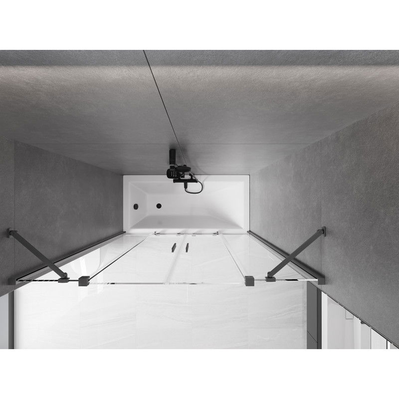 Mexen Velar Zweiteilig verschiebbare Duschwand Duo 160 x 150 cm, transparent, gebürstet in gun gray - 896-160-000-02-66