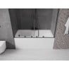 Mexen Velar Duo paravento vasca da bagno a 2 pannelli scorrevoli 140 x 150 cm, trasparente, grigio canna di fucile spazzolato