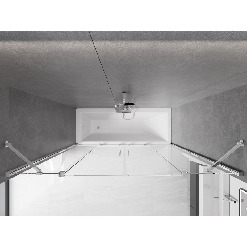 Mexen Velar Duo-Badewannenfaltwand, 2-flügelig, verschiebbar, 180 x 150 cm, transparent, Chrom - 896-180-000-02-01