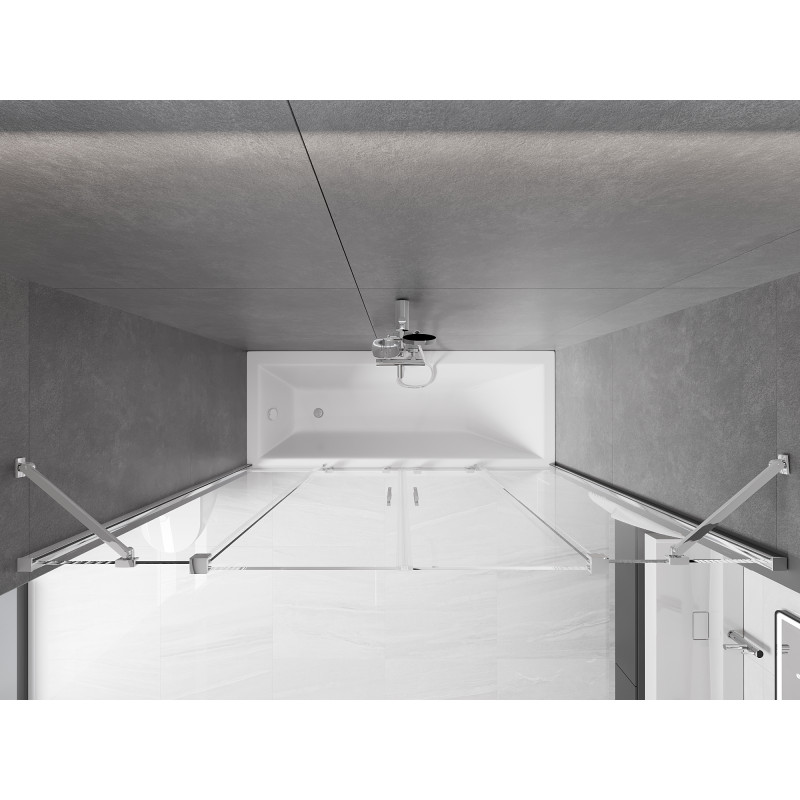 Mexen Velar Duo parawan nawannowy 2-skrzydłowy rozsuwany  200 x 150 cm, transparent, chrom - 896-200-000-02-01