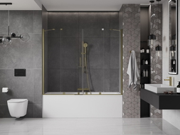 Mexen Velar Duo paroi de baignoire à deux volets coulissante 170 x 150 cm, transparent, doré - 896-170-000-02-50