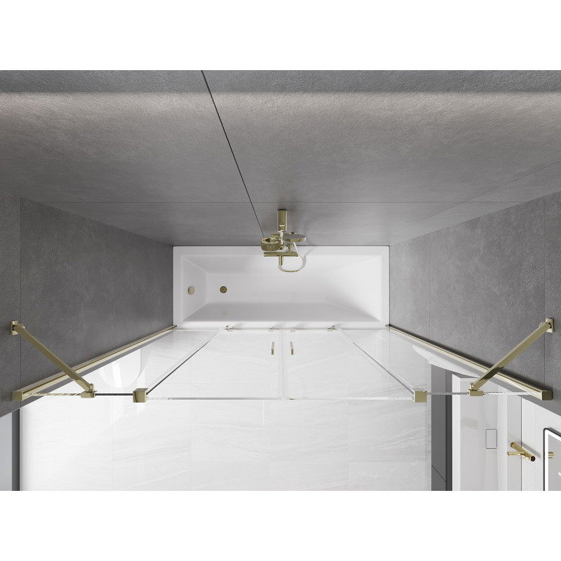 Mexen Velar Duo 2-flügelige Badewannenabtrennung, verschiebbar, 180 x 150 cm, transparent, gold - 896-180-000-02-50