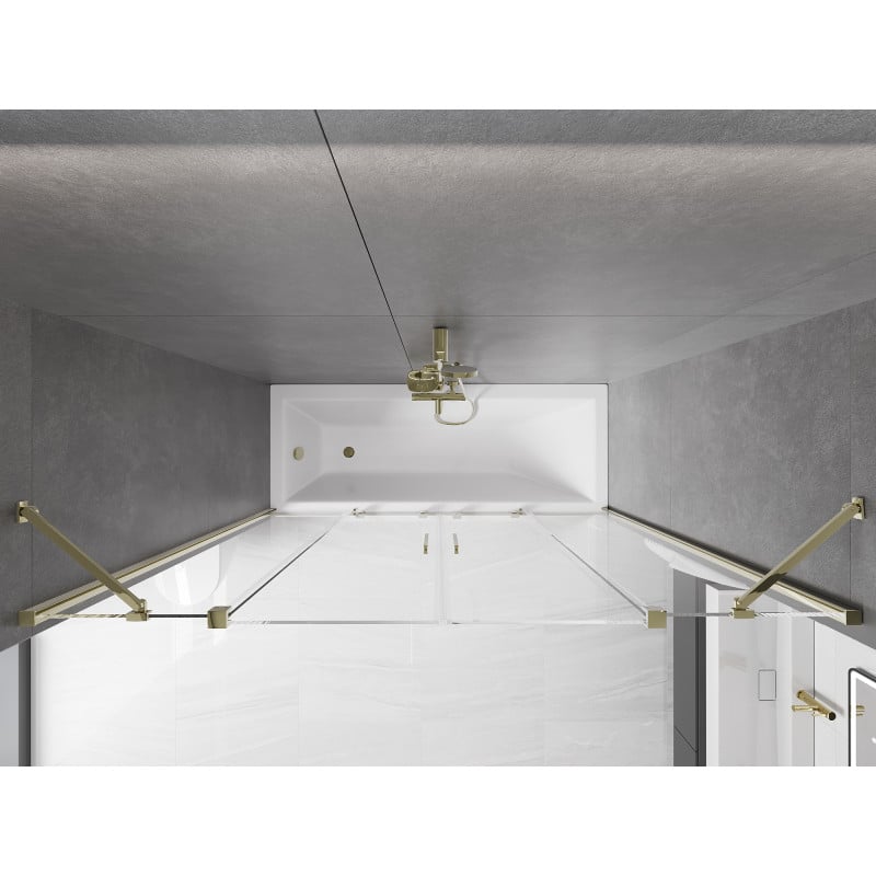 Mexen Velar Duo Duschabtrennung für Badewanne, 2-teilig verschiebbar 180 x 150 cm, transparent, gold - 896-180-000-02-50