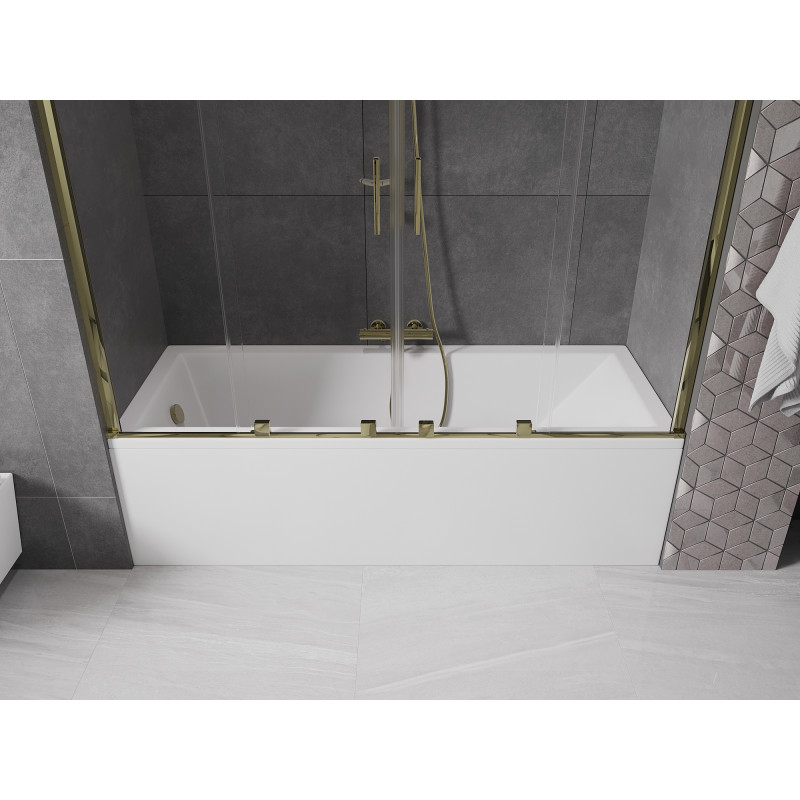 Mexen Velar Duo parawan nawannowy 2-skrzydłowy rozsuwany 200 x 150 cm, transparent, złoty - 896-200-000-02-50