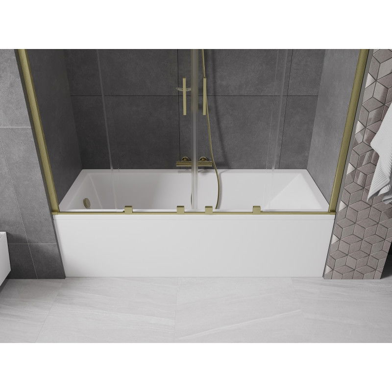 Mexen Velar Duo badwand scherm 2-delige schuifdeur 200 x 150 cm, transparant, geborsteld goud - 896-200-000-02-55