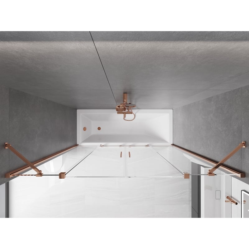 Mexen Velar Duo badwand 2-delig schuifbaar 180 x 150 cm, transparant, roze goud - 896-180-000-02-60