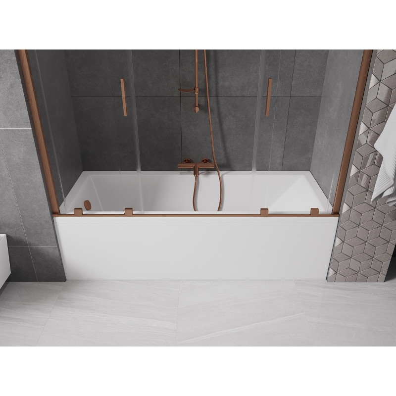 Mexen Velar Duo paravan za kadu, klizni s 2 krila, 170 x 150 cm, proziran, brušena bakrena - 896-170-000-02-65