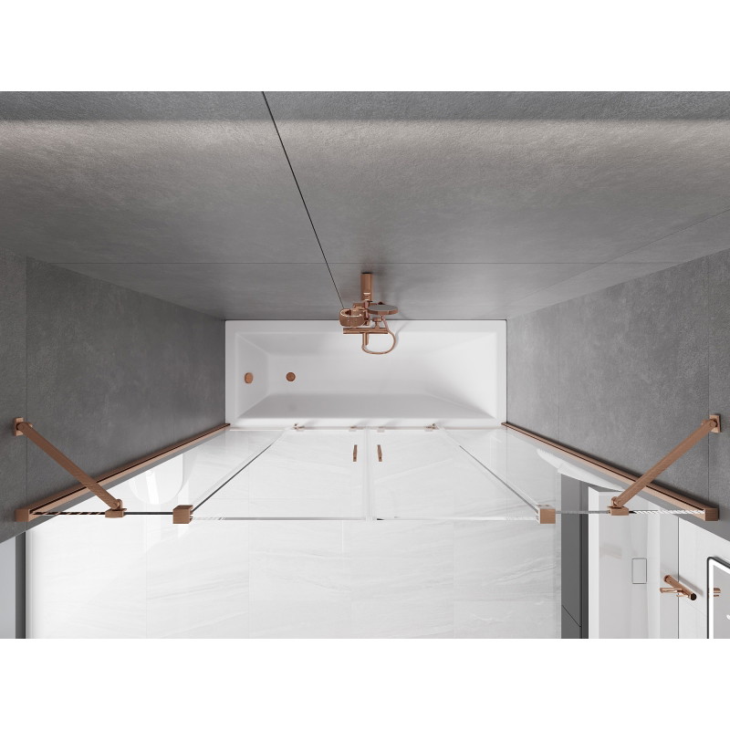 Mexen Velar Duo paravan za kadu, klizni s 2 krila, 170 x 150 cm, proziran, brušena bakrena - 896-170-000-02-65