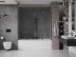 Mexen Velar Duo pare-baignoire 2 battants coulissants 170 x 150 cm, transparent, gris canon brossé - 896-170-000-02-66