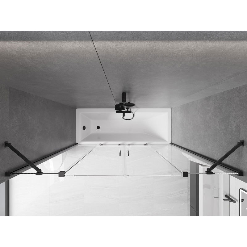 Mexen Velar Duo badwand scherm 2-delige schuif 170 x 150 cm, transparant, zwart - 896-170-000-02-70