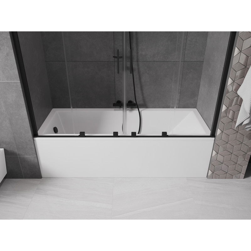 Mexen Velar Duo paratia per vasca da bagno 2 ante scorrevoli 200 x 150 cm, trasparente, nero - 896-200-000-02-70