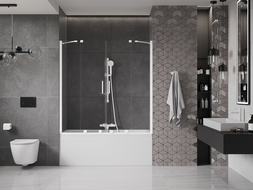 Mexen Velar Duo resguardo de banho deslizante de 2 painéis 140 x 150 cm, transparente, branco - 896-140-000-02-20