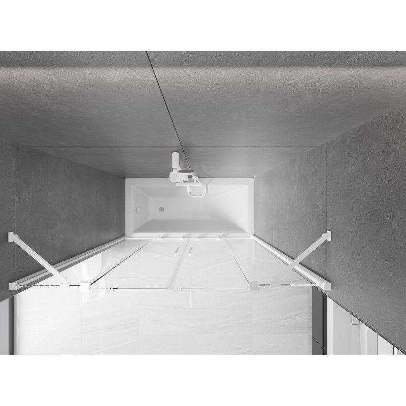 Mexen Velar Duo paravento per vasca da bagno a 2 ante scorrevole 140 x 150 cm, trasparente, bianco - 896-140-000-02-20