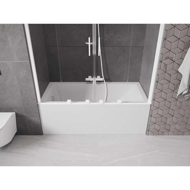 Mexen Velar Duo Bathtub Screen 2-Panel Sliding 150 x 150 cm, Transparent, White - 896-150-000-02-20