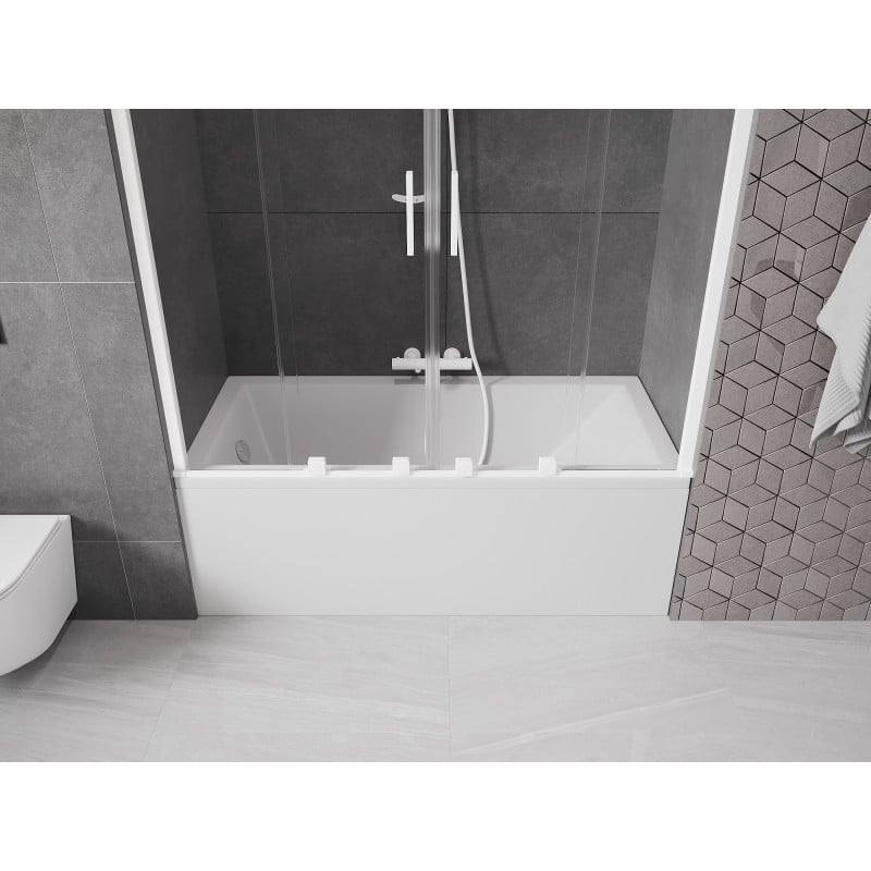 Mexen Velar Duo paravent de banho 2-folhas deslizante 150 x 150 cm, transparente, branco - 896-150-000-02-20