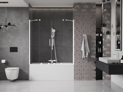 Mexen Velar Duo panel de bañera corredero de 2 hojas 150 x 150 cm, transparente, blanco - 896-150-000-02-20