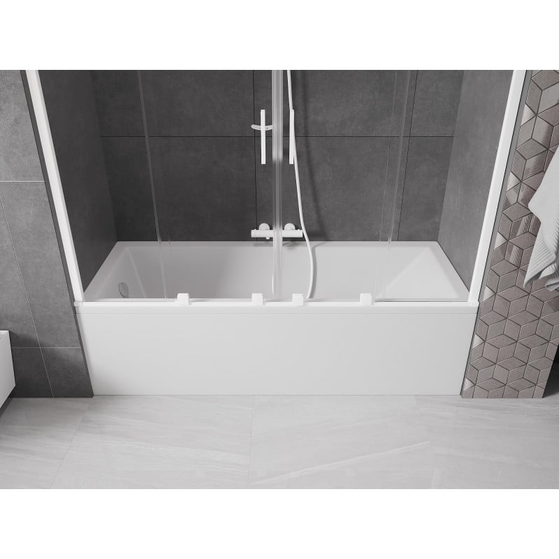 Mexen Velar Duo parawan nawannowy 2-skrzydłowy rozsuwany 200 x 150 cm, transparent, biały - 896-200-000-02-20