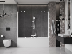 Mexen Velar Duo Bathtub Screen 2-Panel Sliding 200 x 150 cm, Transparent, White - 896-200-000-02-20