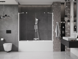 Mexen Velar Duo resguardo de banho com 2 painéis deslizantes 200 x 150 cm, transparente, branco - 896-200-000-02-20