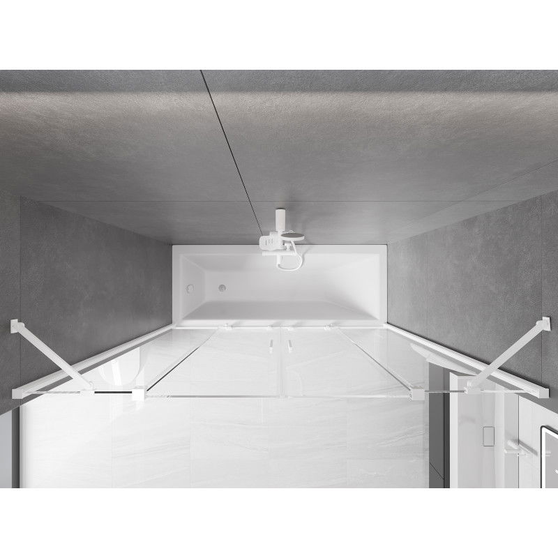 Mexen Velar Duo badscherm 2-delige schuif 200 x 150 cm, transparant, wit - 896-200-000-02-20