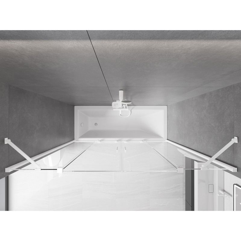 Mexen Velar Duo Bathtub Screen 2-panel Sliding 180 x 150 cm, Transparent, White - 896-180-000-02-20
