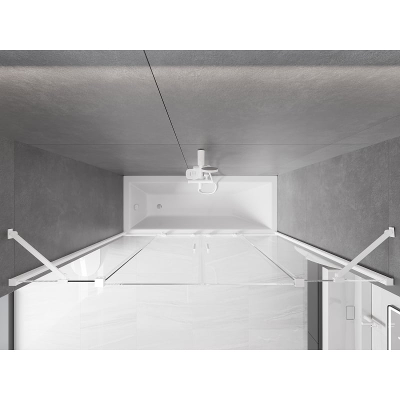 Mexen Velar Duo parawan nawannowy 2-skrzydłowy rozsuwany 170 x 150 cm, transparent, biały - 896-170-000-02-20