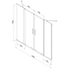Mexen Velar Duo 2-Panel Sliding Bathtub Screen 150 x 150 cm, Transparent, Chrome - 896-150-000-02-01