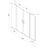 Mexen Velar Duo parawan nawannowy 2-skrzydłowy rozsuwany 150 x 150 cm, transparent, złoty szczotkowany - 896-150-000-02-55