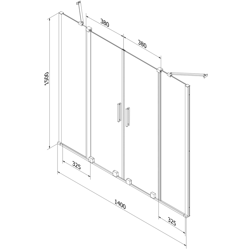 Mexen Velar Duo parawan nawannowy 2-skrzydłowy rozsuwany 140 x 150 cm, transparent, czarny - 896-140-000-02-70