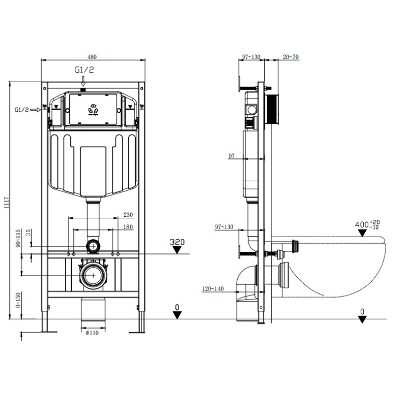 Mexen Fenix E concealed WC frame - 60109