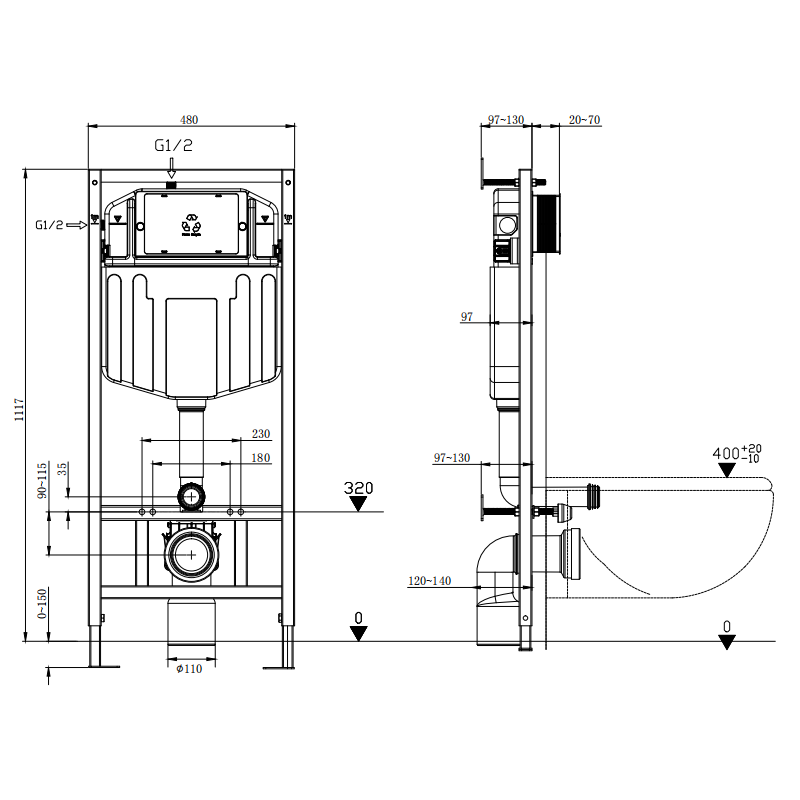 Mexen Fenix E εντοιχισμένο πλαίσιο WC - 60109