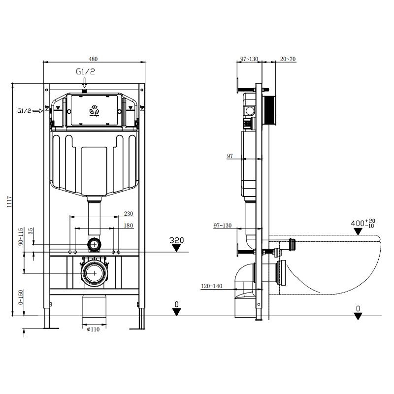 Mexen Fenix E inbouwframe voor WC - 60109